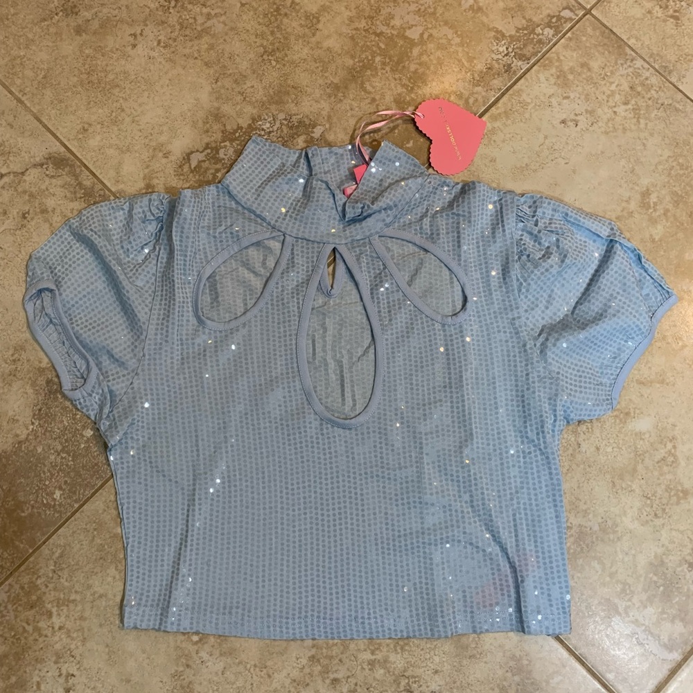 Dolls kill baby blue sequence crop top size S